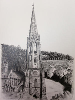 Freiburg cathedral, pencil DIN A2 |  Carlo Bchner
