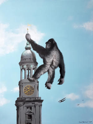 King Kong in Hamburg, Acryl auf Leinwand 60 x 80 cm |  Carlo Bchner