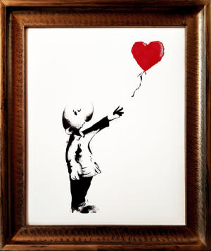 RAY with balloon in the style of Banksy, acrylic on canvas 58 x 69 cm |  Carlo Bchner