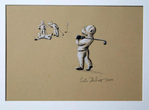 Golfer, mixed media on cardboard 40 x 30 cm |  Carlo Bchner